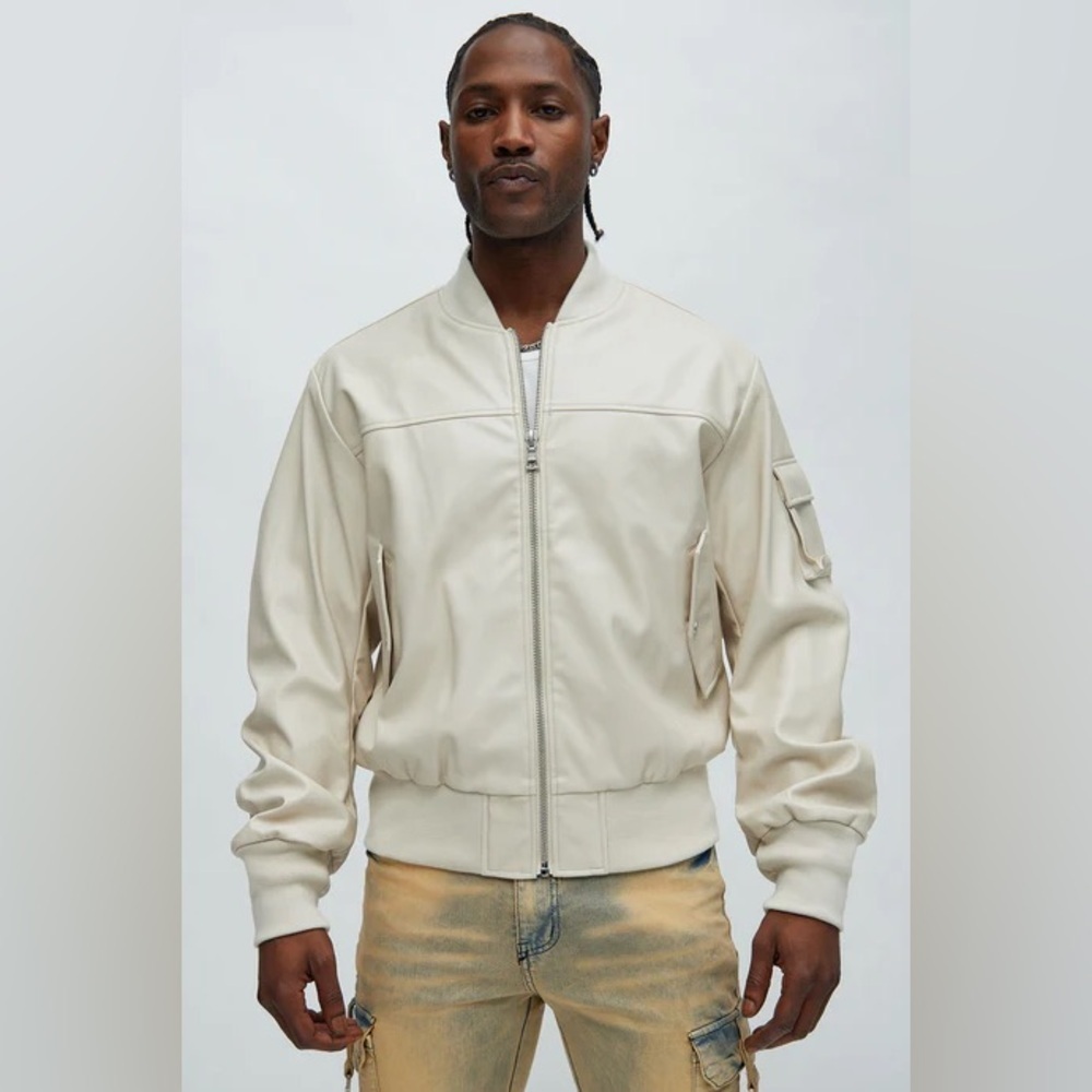 Fashion Nova Cream Bomber Jacket